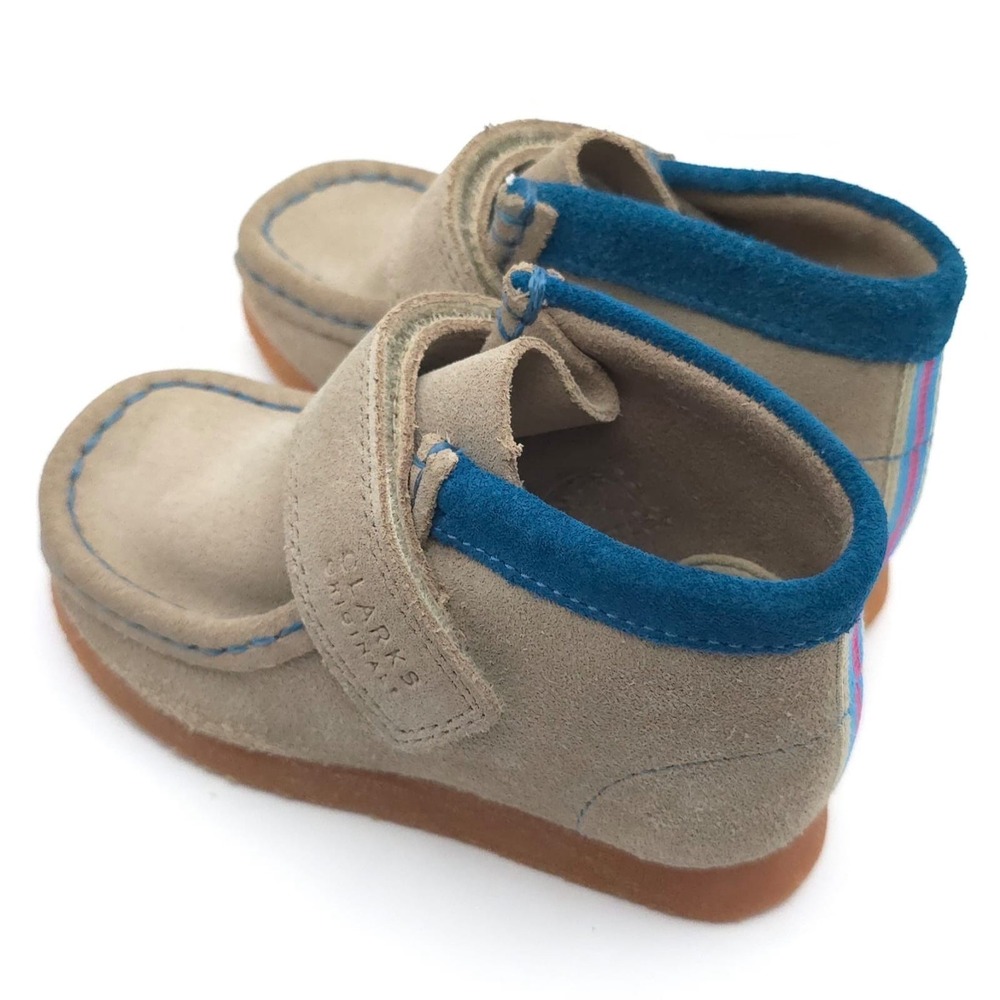 CLARKS New Wallabee Booties US 6W Big Kid Sand Combi LEATHER Toddler Shoes Suede - Picture 9 of 13